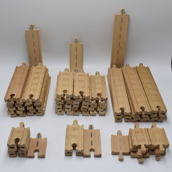 Thomas Brio Other - Lot x 50 Track Thomas & Friends Wooden Railway Brio compatible 2 sided with Road